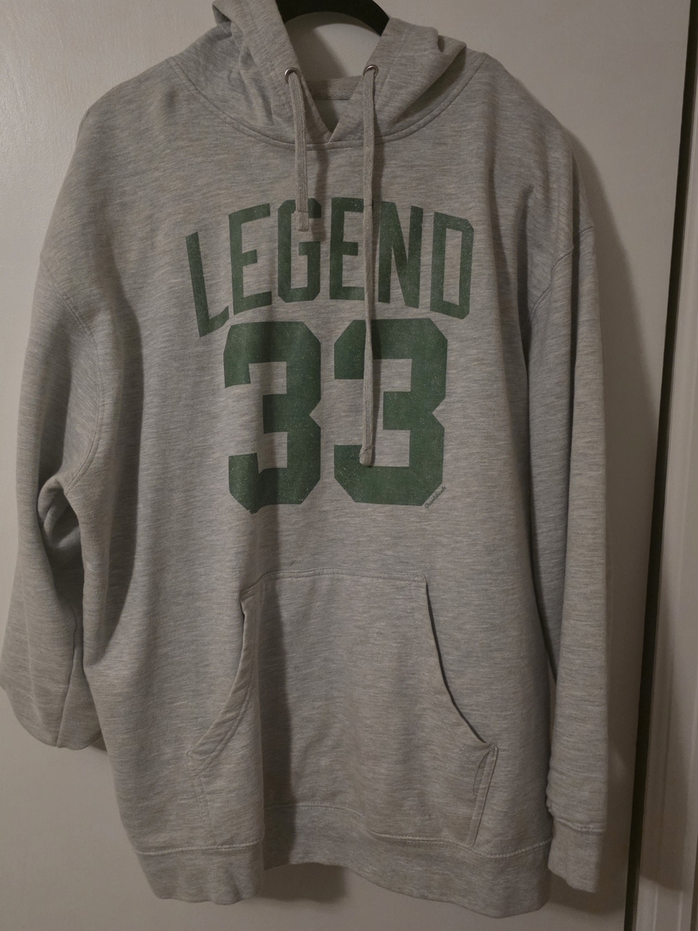 Legend 33 Gray Hoodie Sweatshirt with Green Print